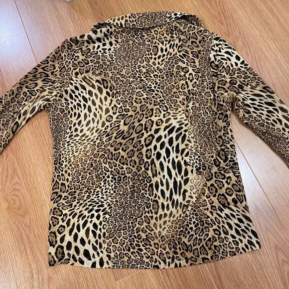 Vintage Leopard Print Collared Button-Up Blouse - M - Picture 11 of 16
